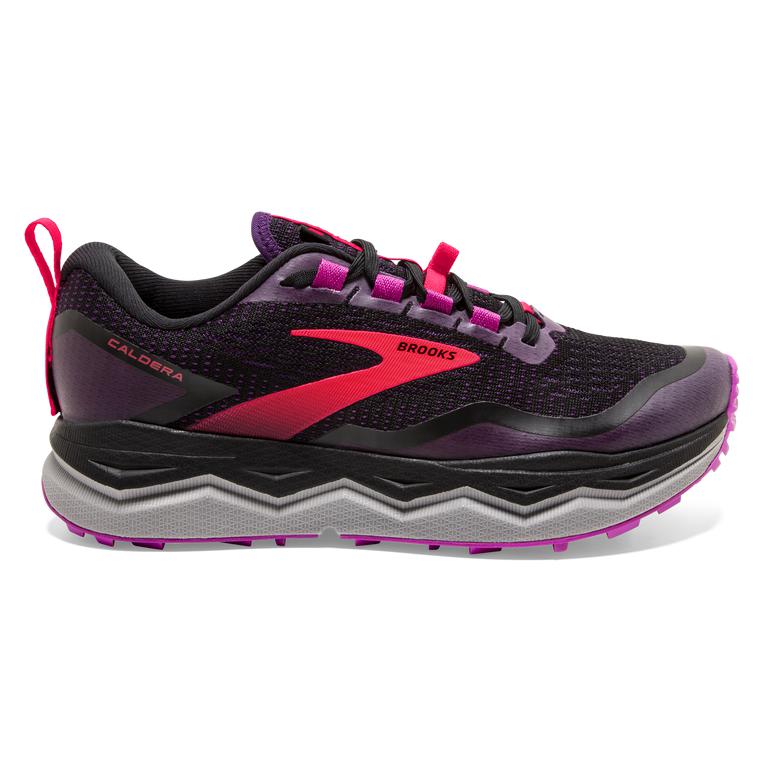 Brooks Caldera 5 Distance Women's Trail Running Shoes - Black/Fuschia/OrangeRed/Purple (73154-QOIT)